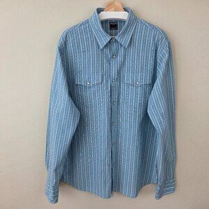 Todd Snyder Nashville Western Pearl Snap Shirt Size XL Blue Geometric Rodeo Fair